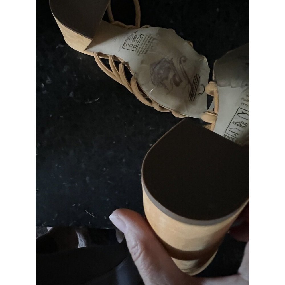 Free People Womens Colette Cinched Sandals Heel Orange Leather 37 / 7 US - Picture 13 of 16